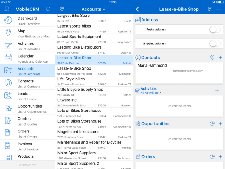 Hidden sections in Resco Mobile CRM