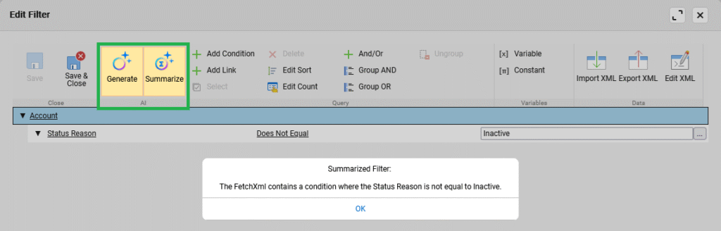 A new functionality available in Resco Woodford enabling to generate and analyze sync fetches with the help of AI