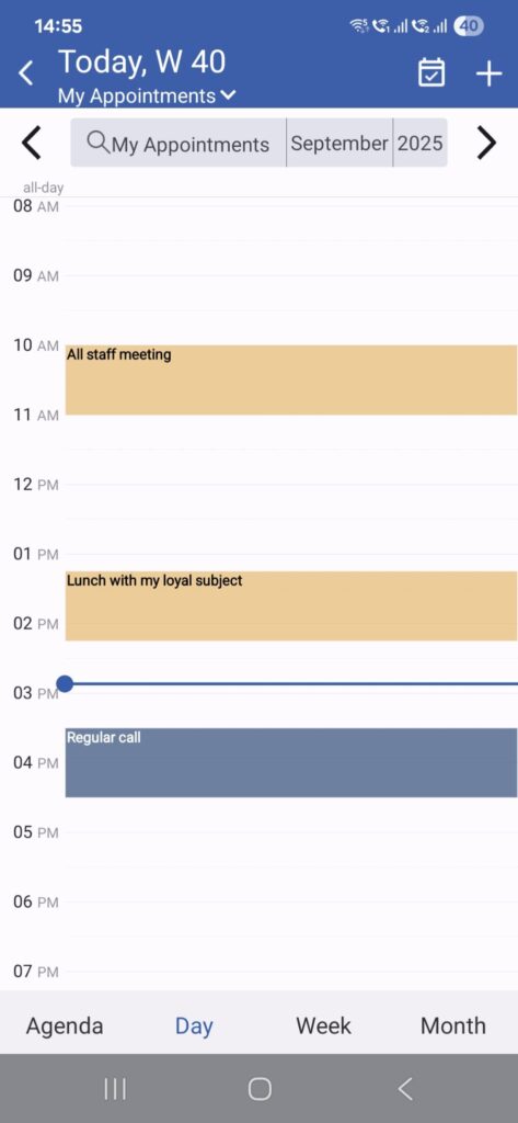Mobile Calendar day view 473x1024