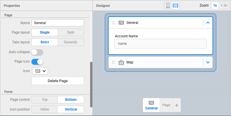 Page setup on forms release 19.1