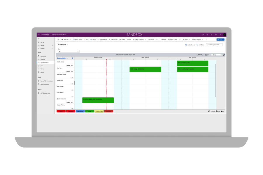 PCF Scheduler Onboarding employees detail