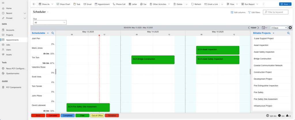 PCF Scheduler Field service management detail