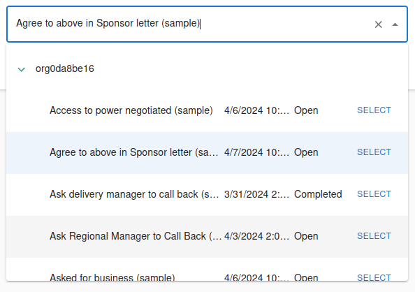 PCF Tree lookup Project Management detail