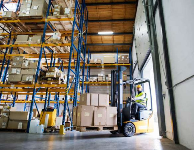 forklift in warehouse