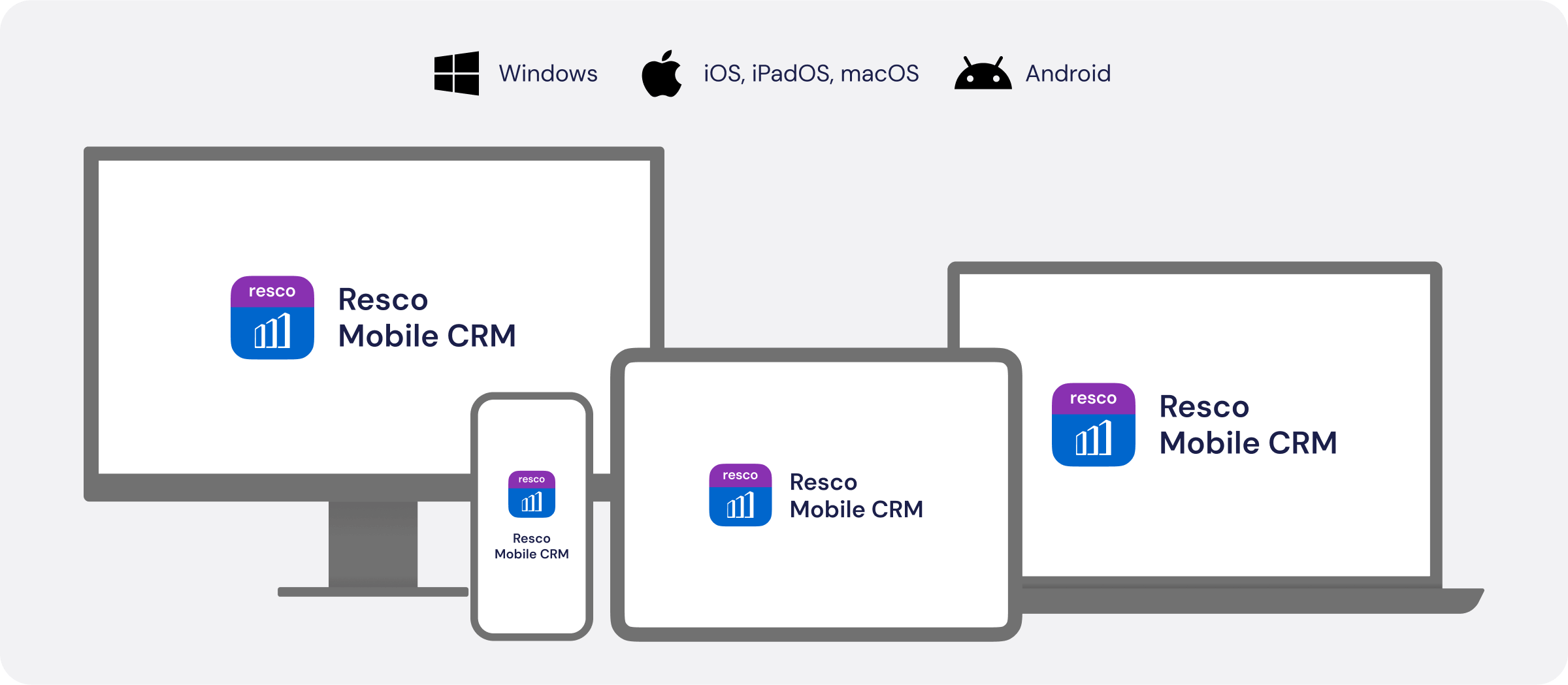 Resco Mobile CRM app compatible with all platforms