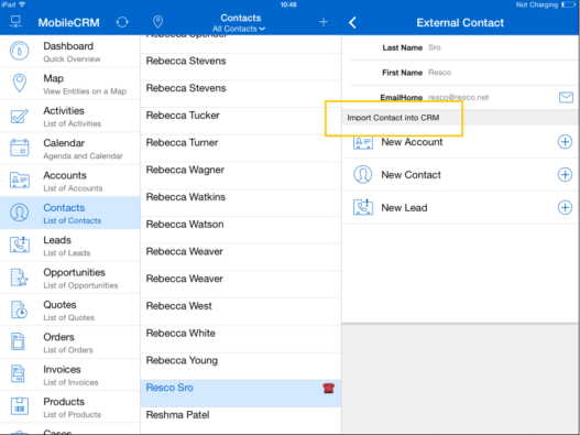 Can I copy a phone contact into CRM? Yup, with Resco Mobile CRM you can.