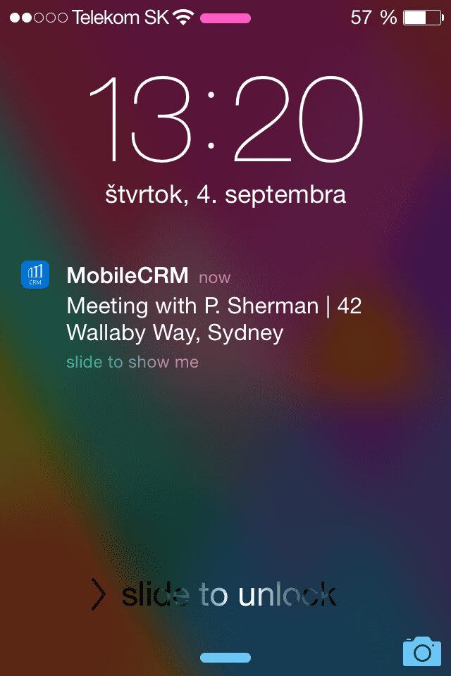 Reminder of a scheduled appointment in the Resco Mobile CRM