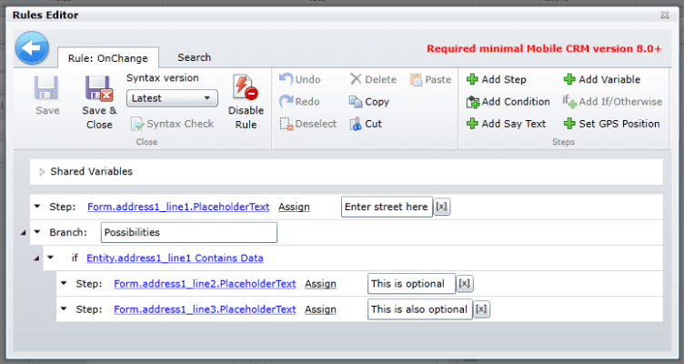 Using Form Rules to insert a placeholder text in Resco Mobile CRM