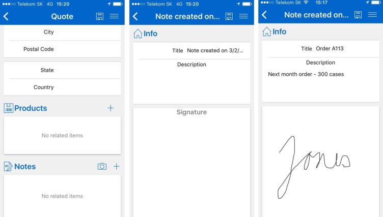 Signature in Resco Mobile CRM client for Microsoft Dynaimics CRM